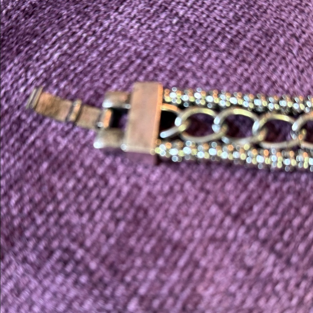 Silver Chain Bracelet Faux Turquoise 7 Inch - Picture 5 of 6